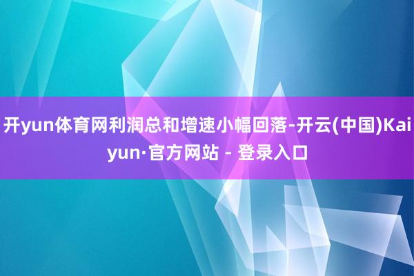 开yun体育网利润总和增速小幅回落-开云(中国)Kaiyun·官方网站 - 登录入口