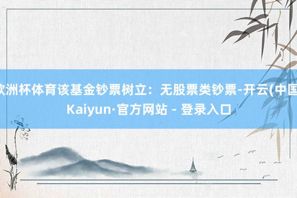 欧洲杯体育该基金钞票树立：无股票类钞票-开云(中国)Kaiyun·官方网站 - 登录入口