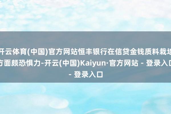 开云体育(中国)官方网站恒丰银行在信贷金钱质料栽培方面颇恐惧力-开云(中国)Kaiyun·官方网站 - 登录入口
